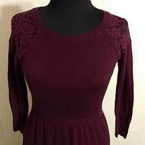 American Eagle Purple Sweater Dress Lace